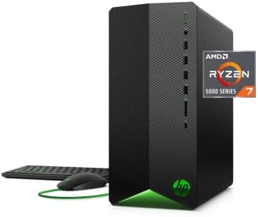 HP Pavilion AMD Radeon RX 6600XT, AMD Ryzen 7 5700G Processor, 16 GB RAM, 512 GB SSD, Windows 11 Home, Wi-Fi 5 & Bluetooth 4.2, 9 USB Ports, Pre-Built Gaming PC Tower (TG01-2070, 2021)