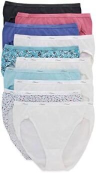 Hanes Women’s High-Cut Panties Pack, High-Waisted Briefs, Moisture-Wicking Cotton Underwear, 10-Pack (Colors May Vary)