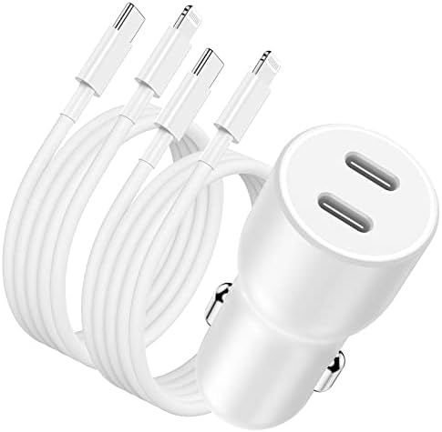 for iPhone 14 Car Charger Fast Charging, [Apple MFi Certifield] 45w Dual Type C Car charger Adapter Multi Port & USB C to Lightning Cable Cord 2Pack for iPhone 14 13 12 11 (Pro, Pro Max) iPad Pro/ Air