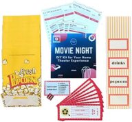 Deluxe Movie Night Décor DIY Kit – Concession Stand Decorations, Movie Tickets, Popcorn Bags, Trivia Cards and More (28 piece)