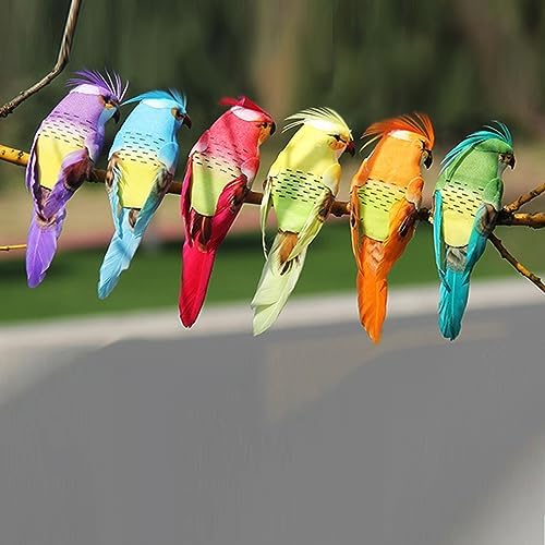 LWINGFLYER 12pcs Artificial Foam Feather Birds Simulation Parrot Ornaments 4.7inch with Clip for Craft Wedding Decoration Home Garden Party Accessories Christmas Tree Decor