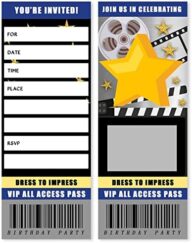 Movie awards invitation card, Movie Ticket Invitation – Red Carpet Movie Birthday Party (20 Set with Envelopes )