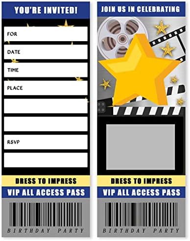 Movie awards invitation card, Movie Ticket Invitation – Red Carpet Movie Birthday Party (20 Set with Envelopes )