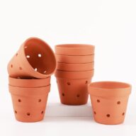 5.5 Inches Terracotta Orchid Pots with Holes – 8 Pcs Clay Orchid Planter Pots for Repotting, Small Flower Plant Pots for Orchid Indoor/Outdoor Promotes Air Circulation