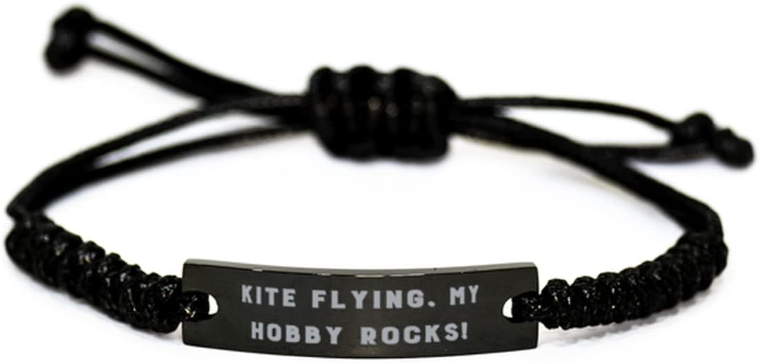 Kite Flying Gifts for Men Women, Kite Flying. My Hobby!, Useful Kite Flying Black Rope Bracelet, Engraved Bracelet from Friends, Kites, Kite Flying Games, How to Fly a Kite, Kiteboarding
