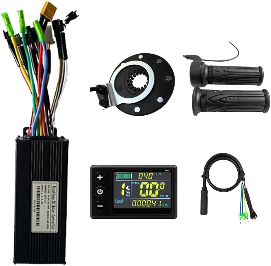 Ebike sine Wave 30A Controller 36V 48V with S866 Color LCD Display Screen/Twist Throttle/PAS Suitable for 1000W Electric Bicycle Conversion kit