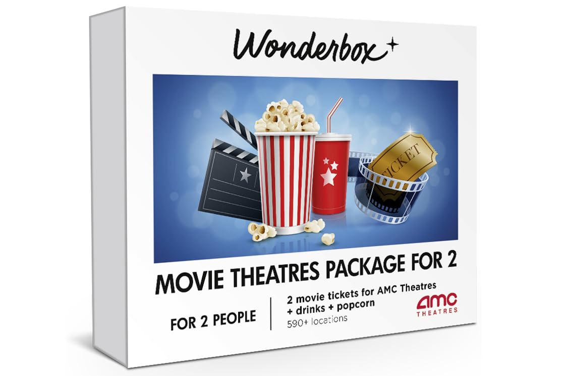 Wonderbox – AMC Movie Theatres® Tickets Package for 2 – 2 tickets, 2 drinks,1 popcorn to share – Original Gift Idea – Experience Gift – 600 locations in the US