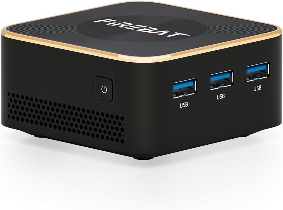 Mini Desktop Computer Windows 11 Pro，Intel 12th Gen Alder Lake- N100(up to 3.4GHz)，16GB RAM LPDDR5 M.2 512GB SSD，Desktop Computer Support 4K，USB3.0，WiFi 5，BT4.2，Dual 1000M LAN(Black Golden)