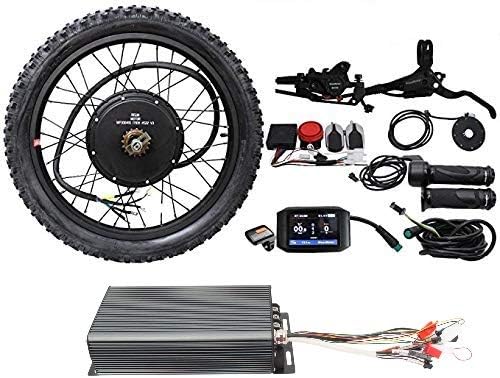 EBike Conversion Kit 26″ 48V 3300W 60V 4200W 72V 5000W Rear Brushless Motor Wheel with 100A and 750C Color Display +D 700 Hydraulic Disc Brake+Alarm