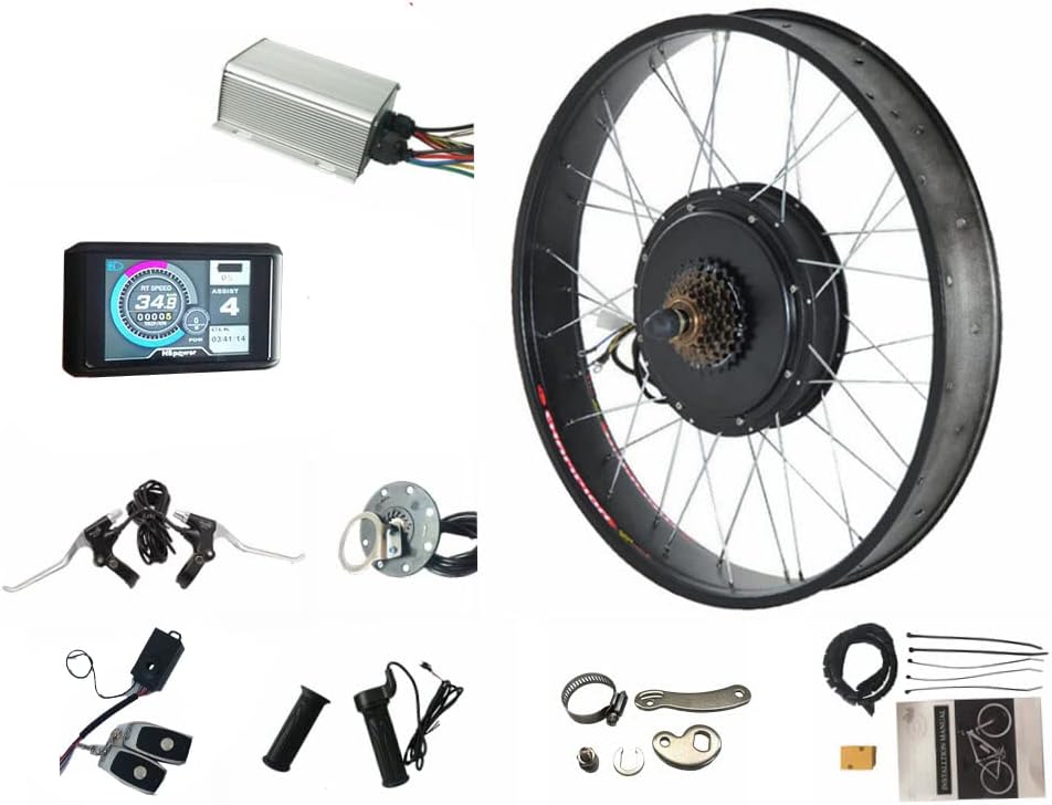 Programmable!color Display , Fat Electric Bike Kit 60V/72V 2000W Electric Fat tire Snow Bike Rear Wheel Hub Motor Kit with Sabvoton 45A sine wave controller , TFT UCK1 Color Display ,7-speed flywheel and torque arm