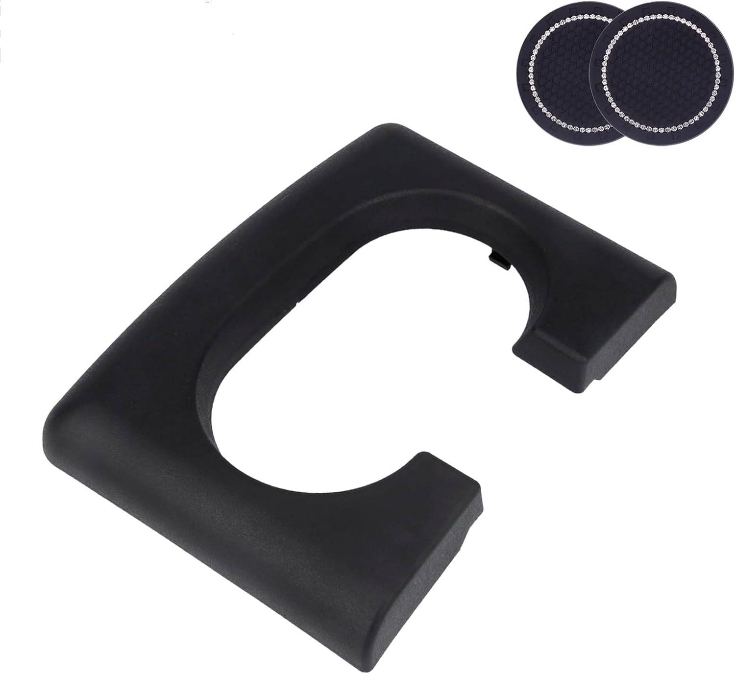 Center Console Cup Holder Replacement Pad, Bench Seat Center Console Cupholder Armrest Pad,Include 2pcs Coasters,Compatible with 2004-2014 Ford F-150 (Black)