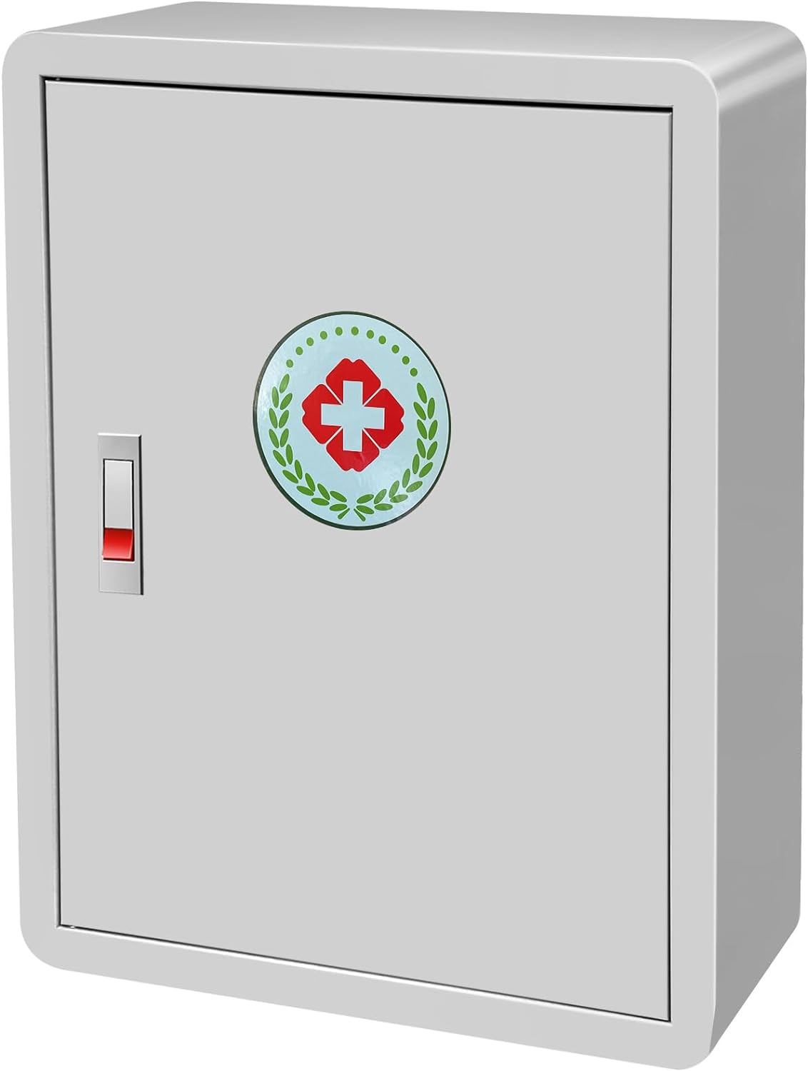 Wall Mount Medicine Cabinet, Large Locking First Aid Cabinet, Safe for Medication and Emergency Kit for Home, Bathroom, Office, School, Rv & More, 16.5 x 6.6 x 21.5 Inch (Grey)