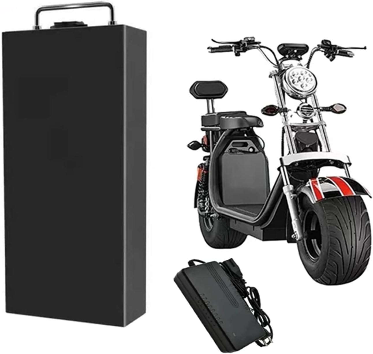 60V Rechargeable Li Ion Battery,60V 10Ah 12Ah 15Ah 18Ah 20Ah Electric Motorcycle Lithium Battery, for 250-1500W Motor Electric Scooter Bicycle,Tricycle Lithium Battery, 15Ah,Black A