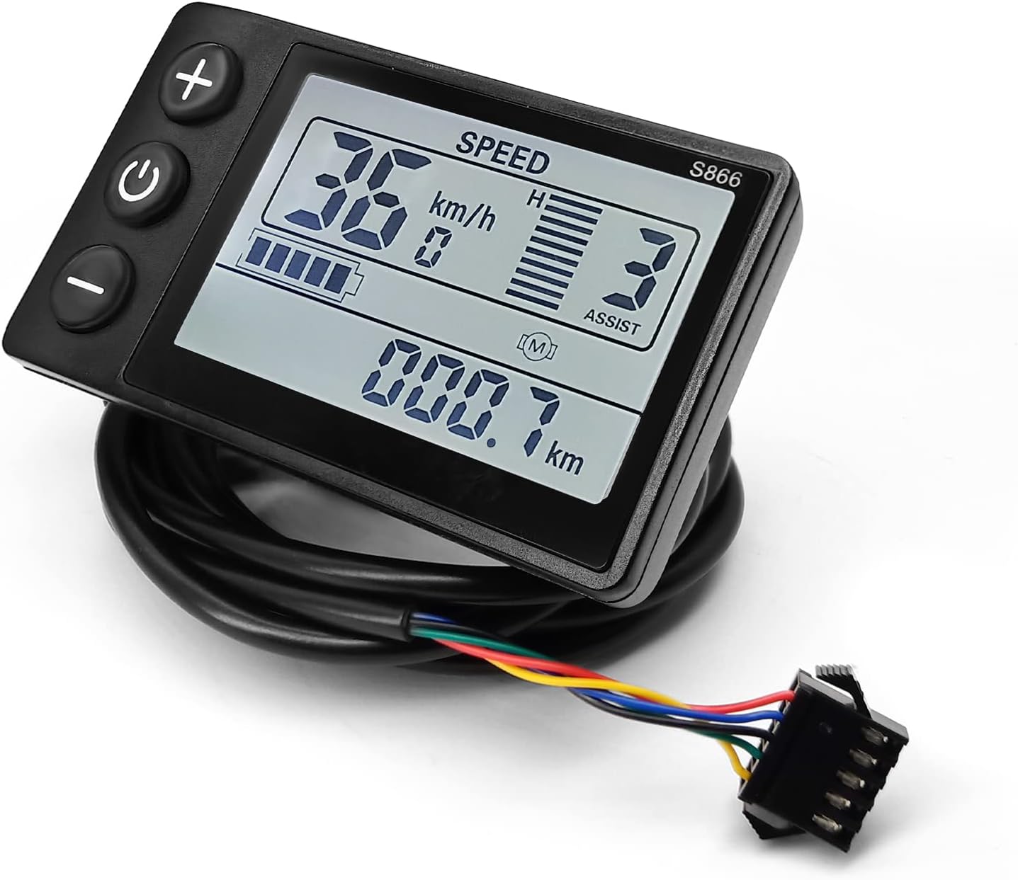 Electric Bicycle LCD S866 Display Meter, 24V 36V 48V 60V E-Bike Display Meter Control Panel with SM/Waterproof Plug