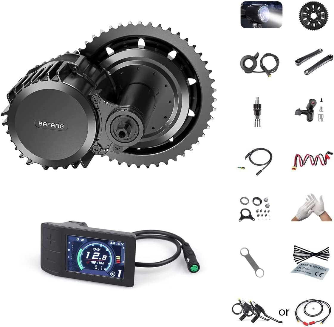 BAFANG 1000W Mid Drive Kit : BBSHD 48V Mid Motor for 68mm 100mm 120mm Bottom Bracket, Optional Display and Chainring, 8Fun Electric Bike Conversion Kit for Mountain City Bicycle Ebike – No Battery