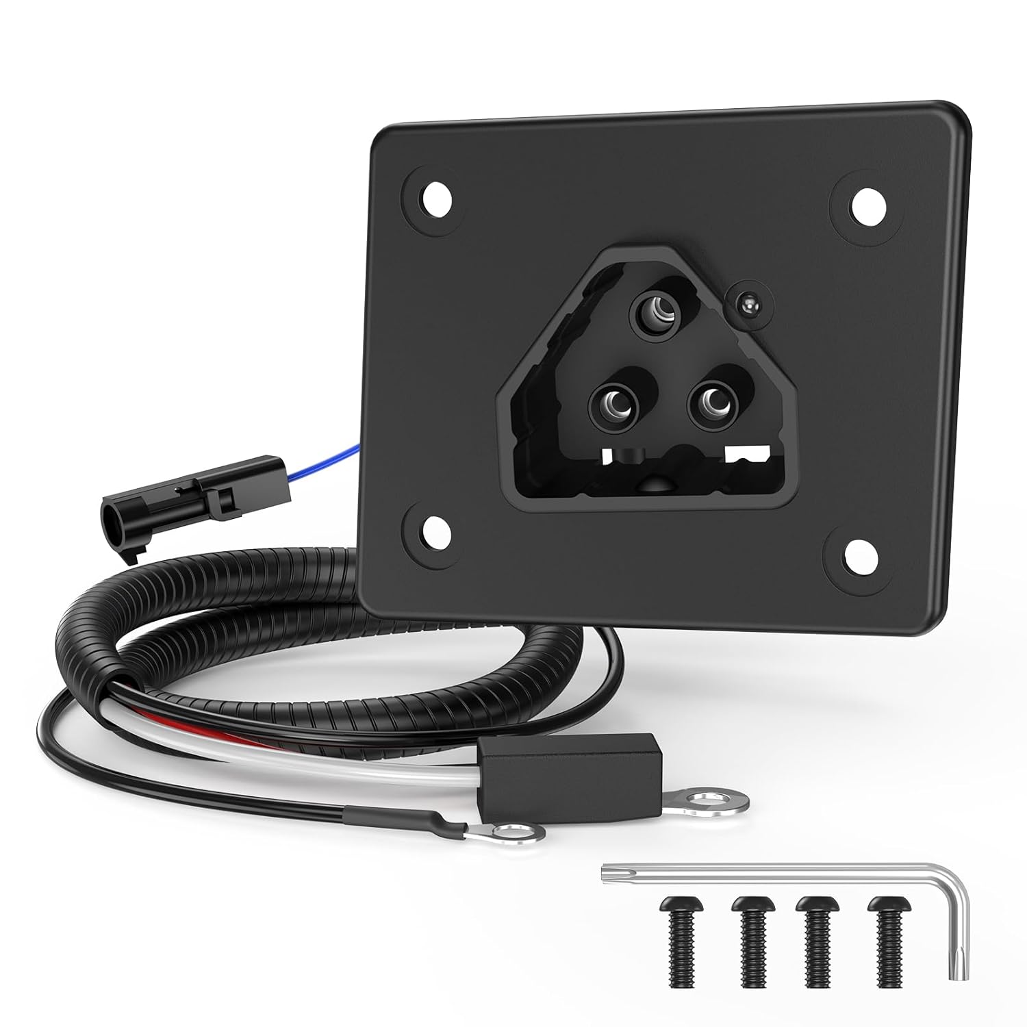 Golf Cart 48V Charger Receptacle for EZGO RXV 2008-Up Electric, EZGO RXV Charger Receptacle for 2Five 2010-Up Electric Golf Cart, EZGO Delta-Q Charging Port -includes Wires, OEM# 602529