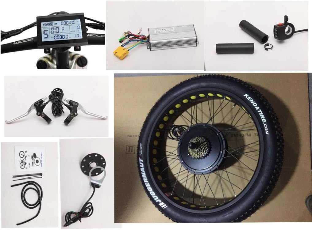 NBpower 26″ x 4.0 48V 1500W Electric Bicycle Fat Bike kit, 1500W Fat E-Bike Conversion Kit with 1500W Hub Motor,Multifunction LCD Display, with Tire.