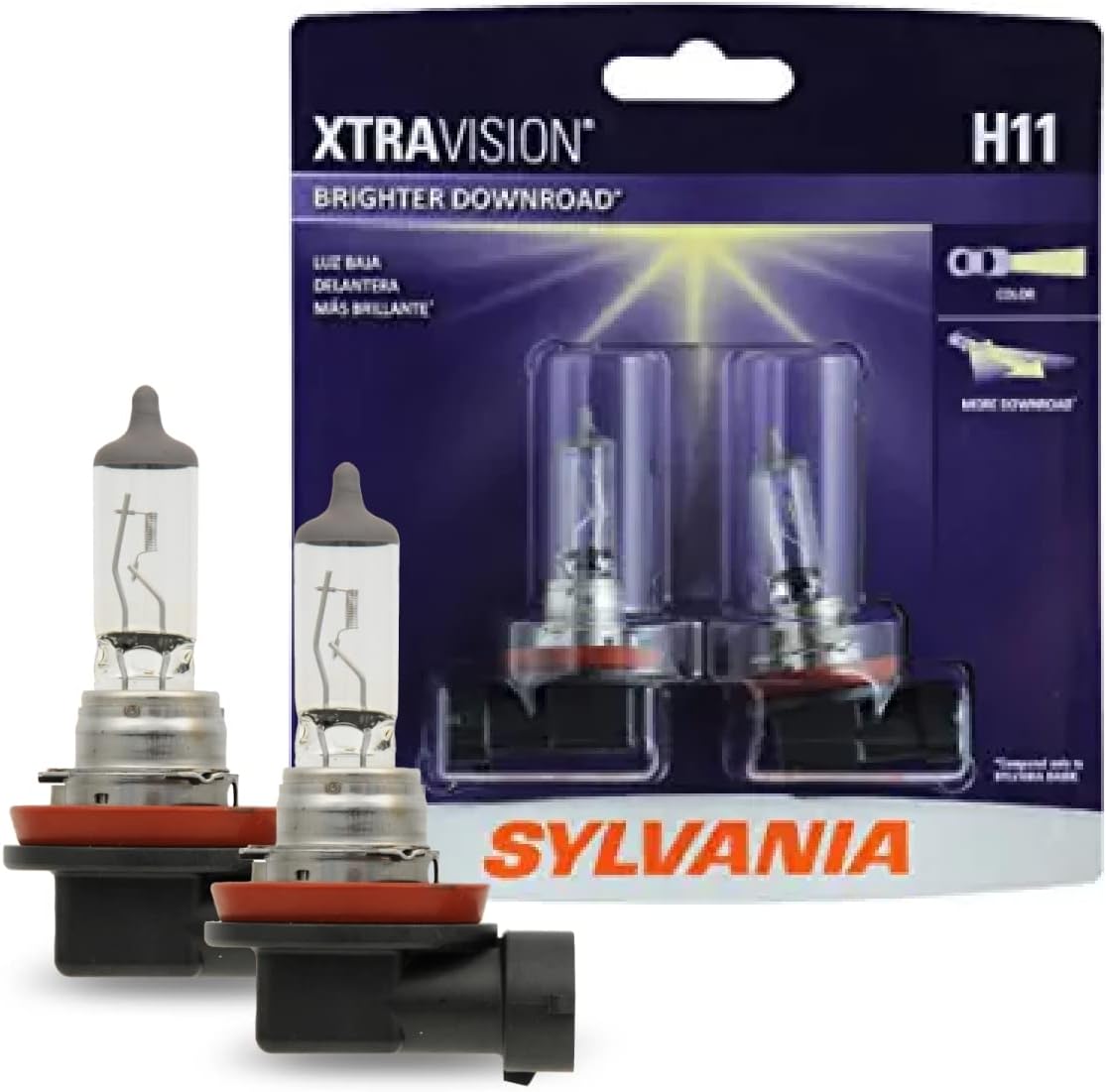 SYLVANIA – H11 XtraVision – High Performance Halogen Headlight Bulb, High Beam, Low Beam and Fog Replacement Bulb (Contains 2 Bulbs)