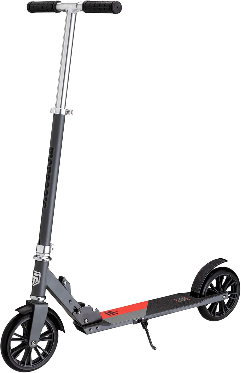 Mongoose Trace Youth/Adult Kick Scooter Folding and Non-Folding Design, Regular, Lighted, and Air Filled Wheels, Multiple Colors, Grey/Red , 180mm Wheels