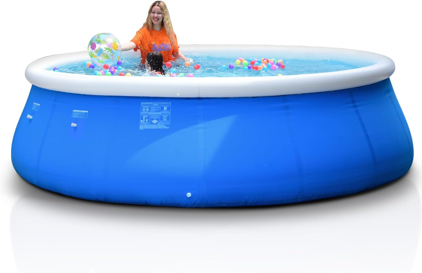 8ft x 24in Round Inflatable above Ground Swimming Pool Fast Easy to Set Up Blow Up Pool for Summer Outdoor Garden Backyard Childen Adults