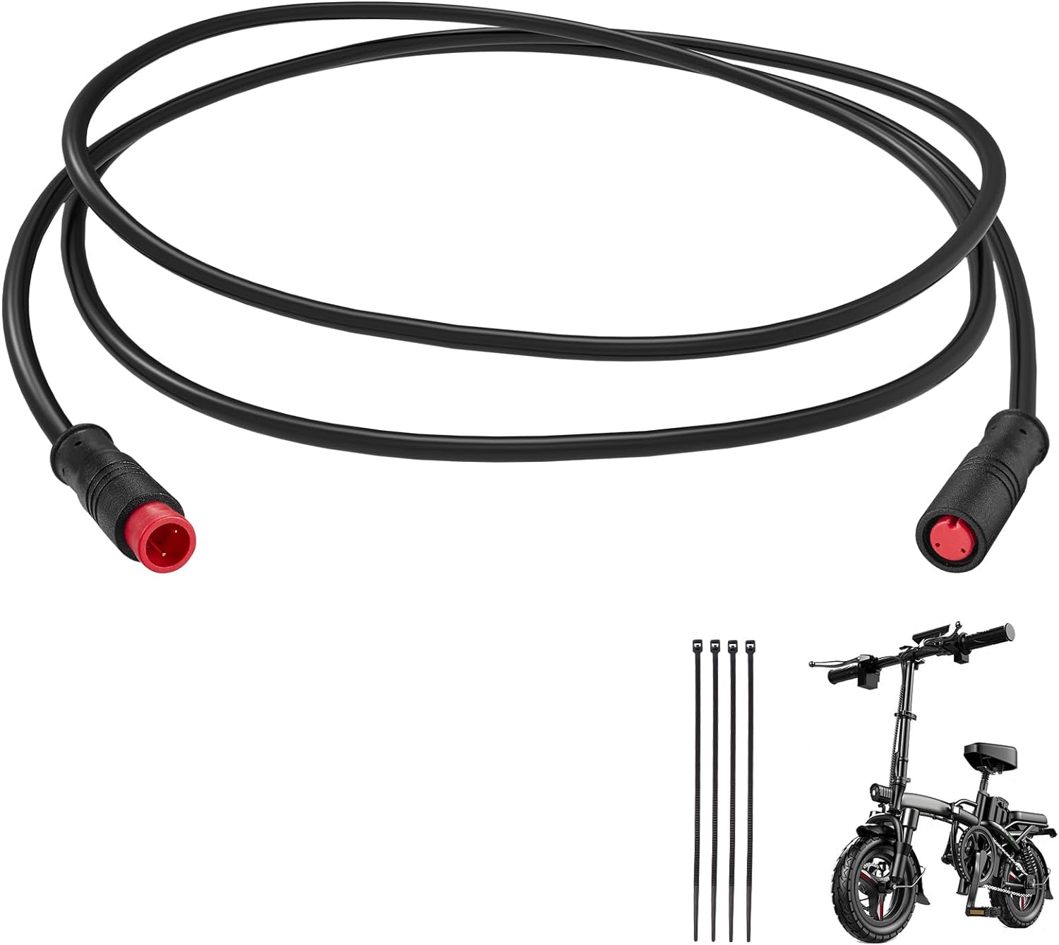 Zacro Ebike Extension Cable 2Pin/3Pin/4Pin/5Pin/6Pin Waterproof Female to Male, Electric Bike Wire fit for Bicycle Conversion Kit, Display/Brake/Throttle/Shift Sensor/Hub Motor/Light Ebike Parts