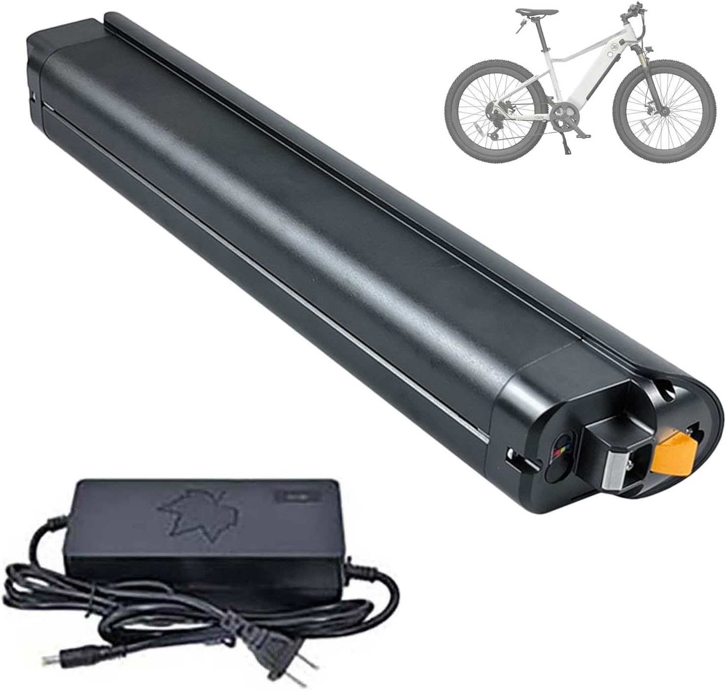 E-Bike Li-Ion Battery 36V Ebike Battery 10.5Ah Ebike Down Tube Battery for 200W-750W Motor with Charger and Safety Lock LED Power Indicator 36V 10.5AH,36v,10.5ah