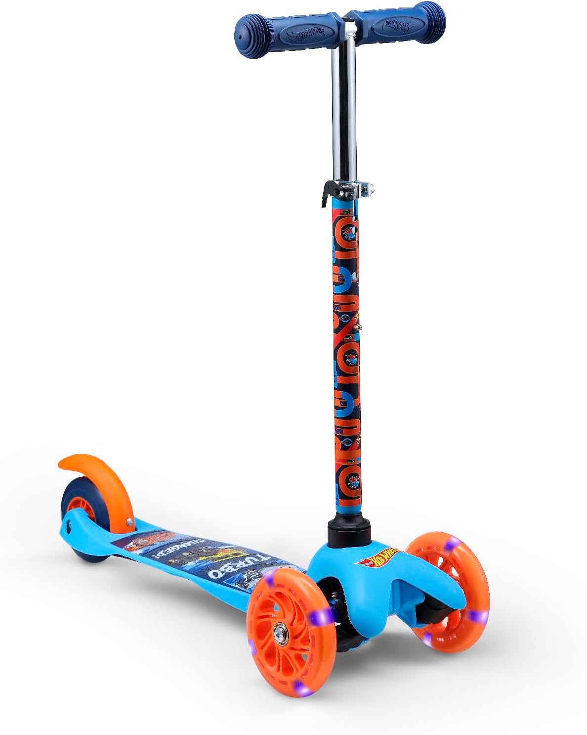 Self Balancing Kick Scooter with Light Up Wheels, Extra Wide Deck, 3 Wheel Platform, Foot Activated Brake, 75 lbs Limit, Kids & Toddlers Girls or Boys, for Ages 3 and Up