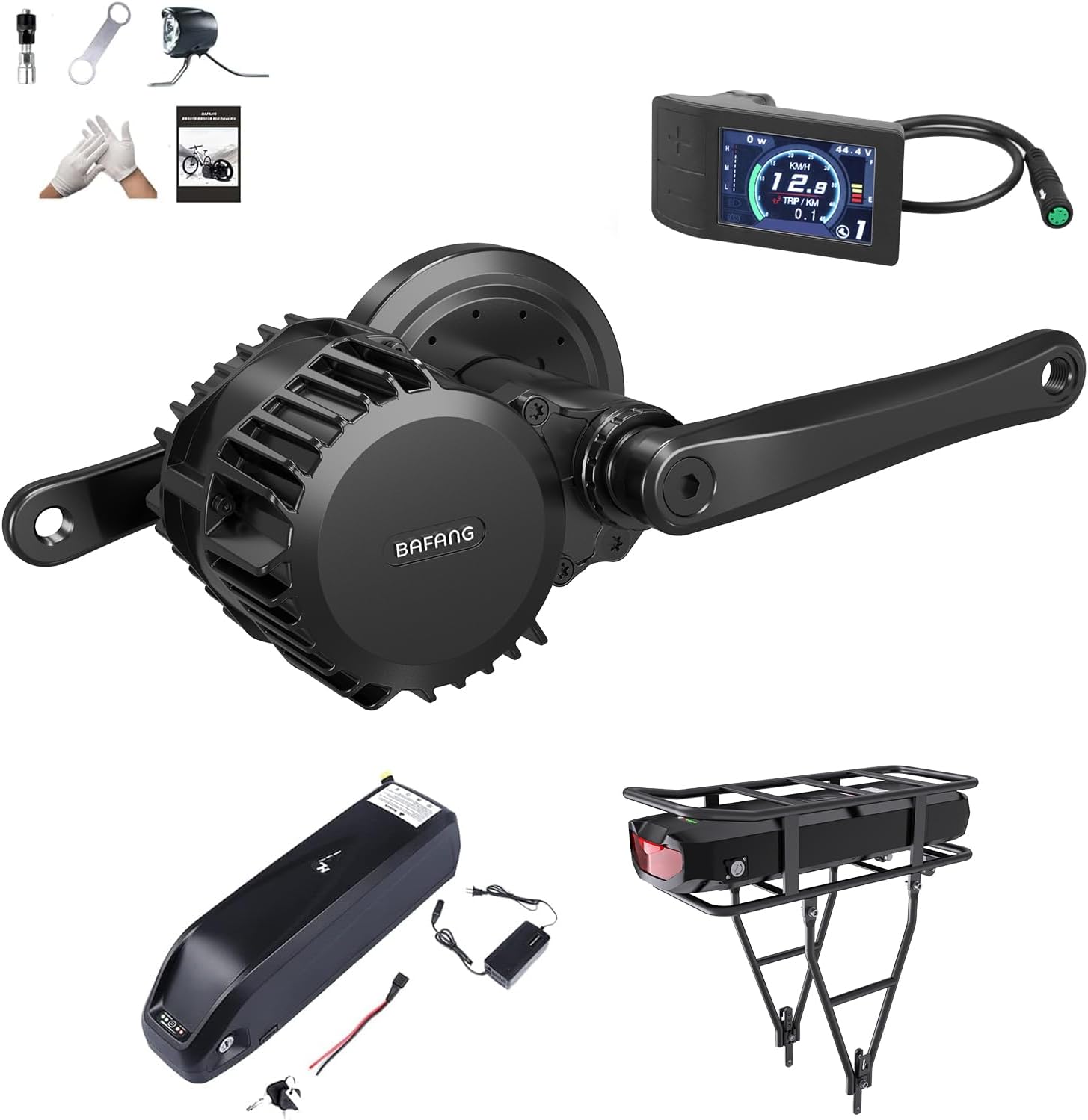 BAFANG BB100mm 1000W Mid Drive Kit : BBS03 HD 48V Motor with Battery (Optional), 8Fun M615 Motor with Display & Chainring, G320 DIY Electric Bike Conversion Kit for Mountain Road Ebike