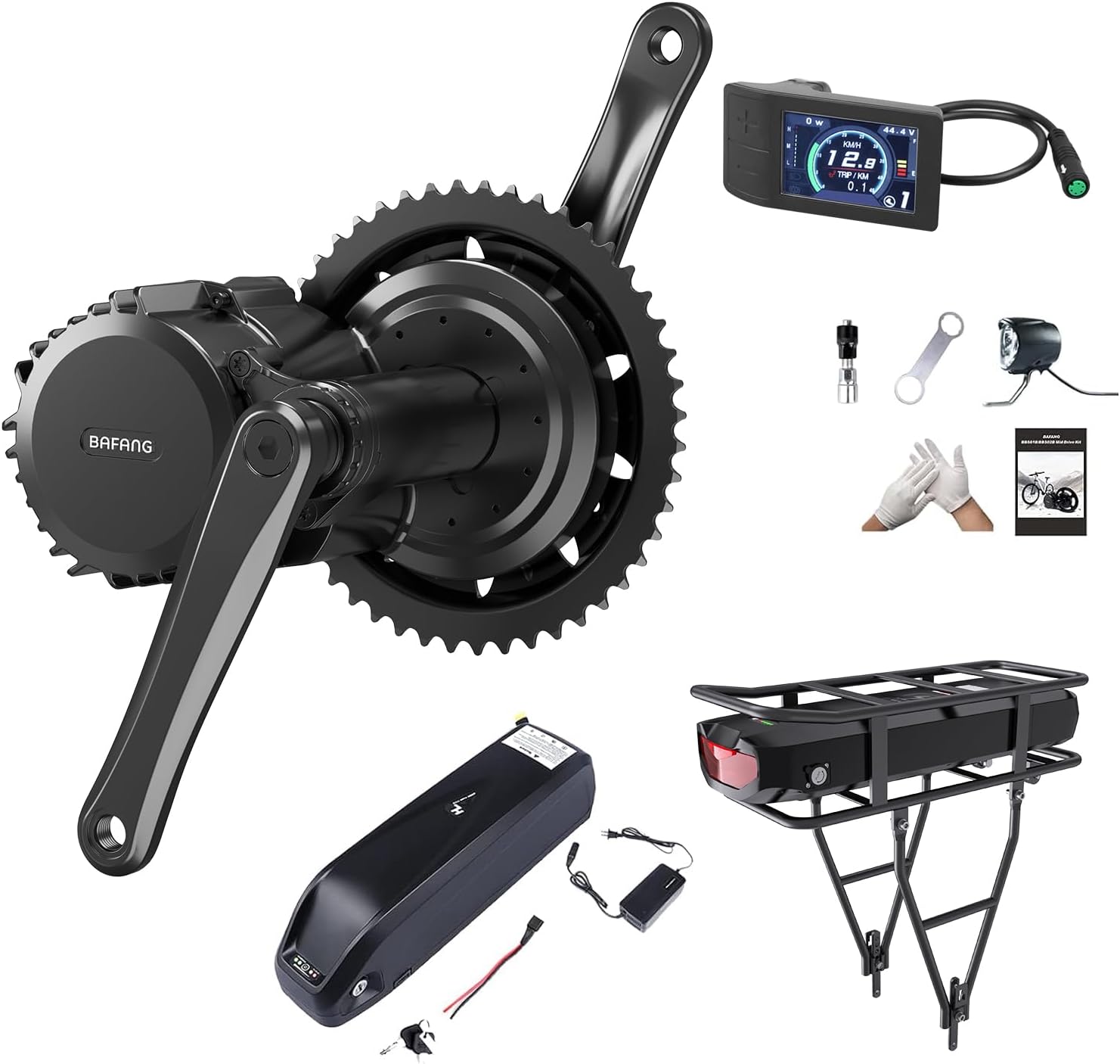 BAFANG BB120mm 1000W Mid Drive Kit : BBS03 HD 48V Motor with Battery (Optional), 8Fun M615 Motor with Display & Chainring, G320 DIY Electric Bike Conversion Kit for Mountain Road Ebike