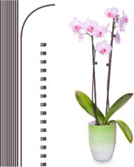 10Pcs Plant Support Stakes with 15 Pcs Plant Clips, Orchid Stakes Bendable Plant Stakes for Indoor and Outdoor Plants, 16inch Tall Single Stem Orchid Sticks and Clips Set for Peony Rose-Brown