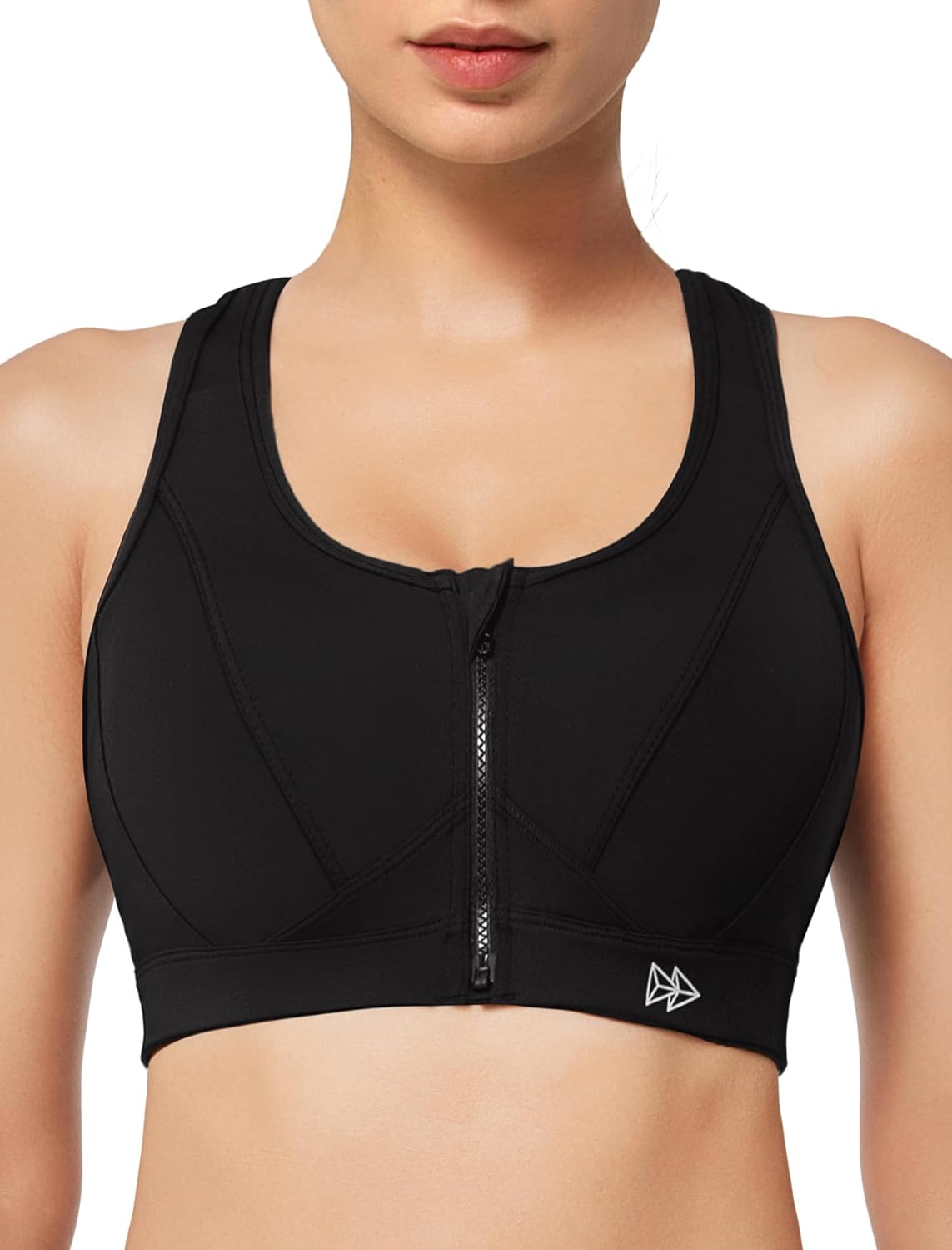 Yvette Zip Front Sports Bra – High Impact Sports Bras for Women Plus Size Workout Fitness Running