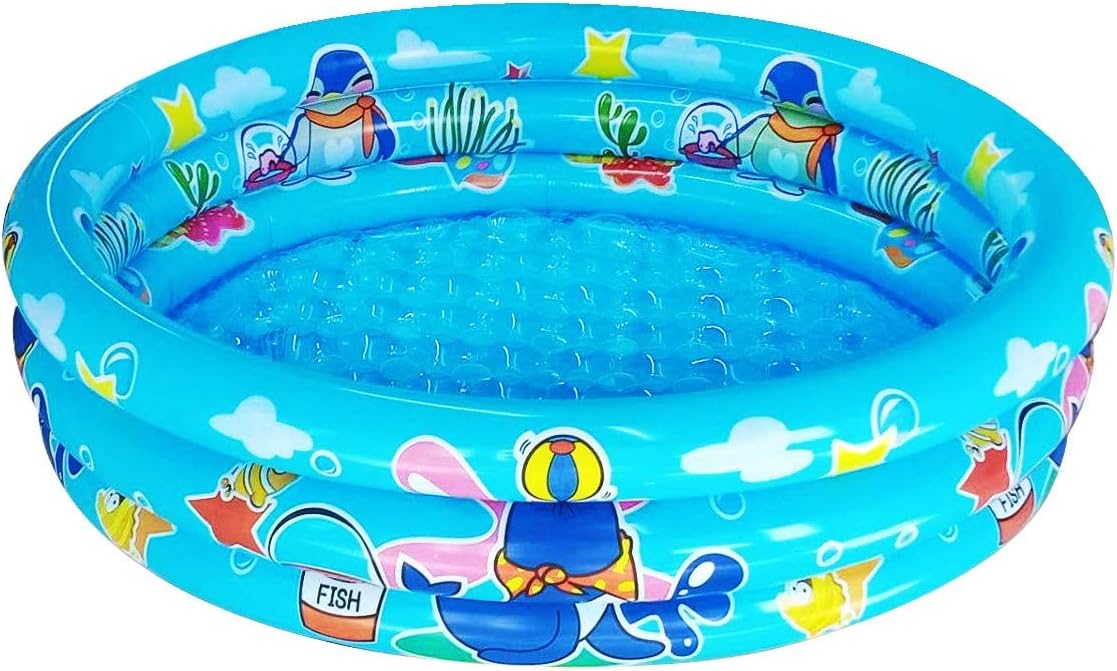 3 Rings Kiddie Pool for toddler, 48”X12”，Kids Swimming Pool, Inflatable Baby Ball Pit Pool, Small Infant Pool (BLUE)