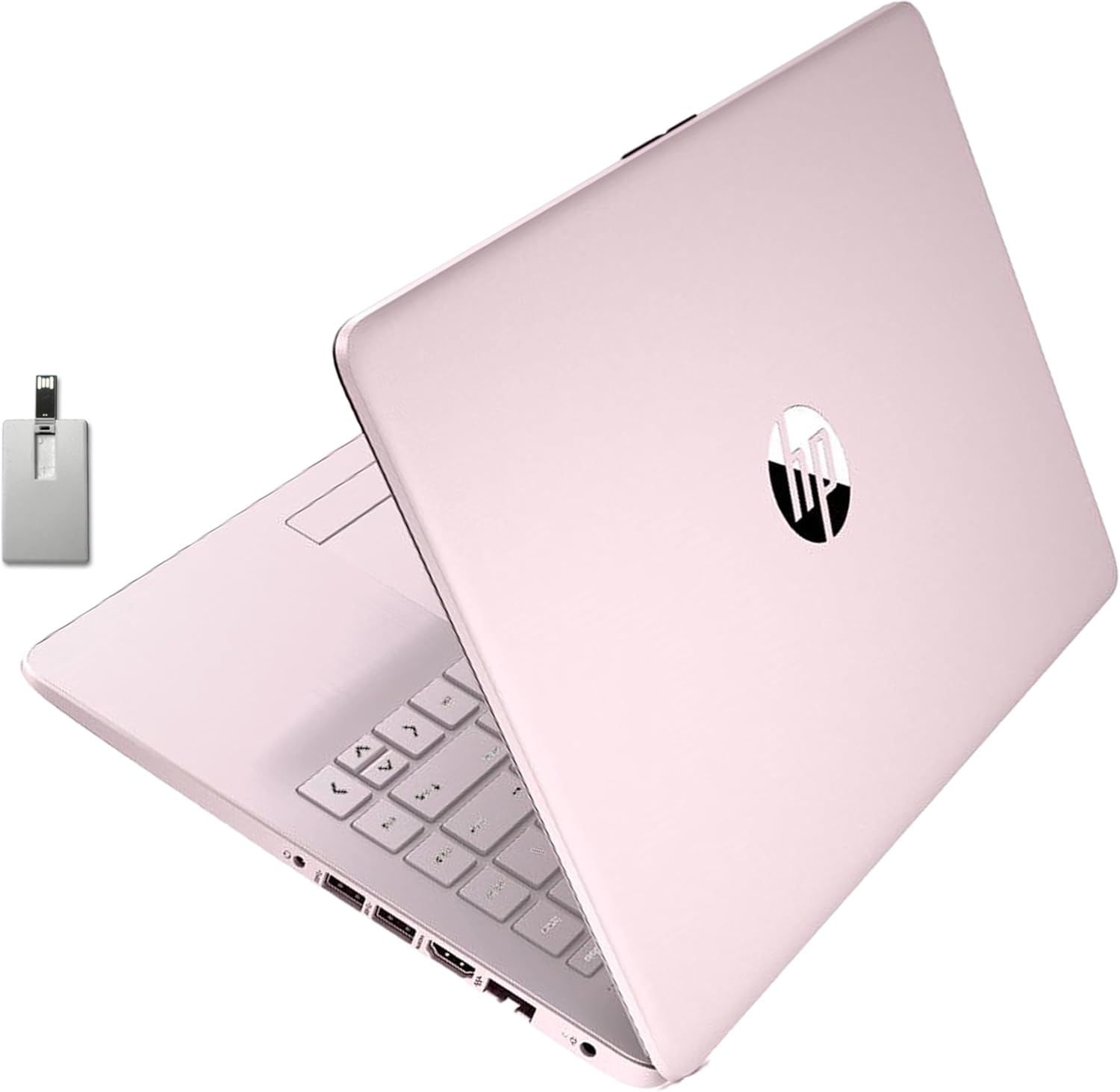 HP Stream 14″ HD BrightView Laptop, Intel Celeron N4120 Processor, 8GB RAM, 64GB Storage, Intel HD Graphics, Webcam, 1 Year Office 365, Pink, Windows 11 S, 32GB Hotface USB Card