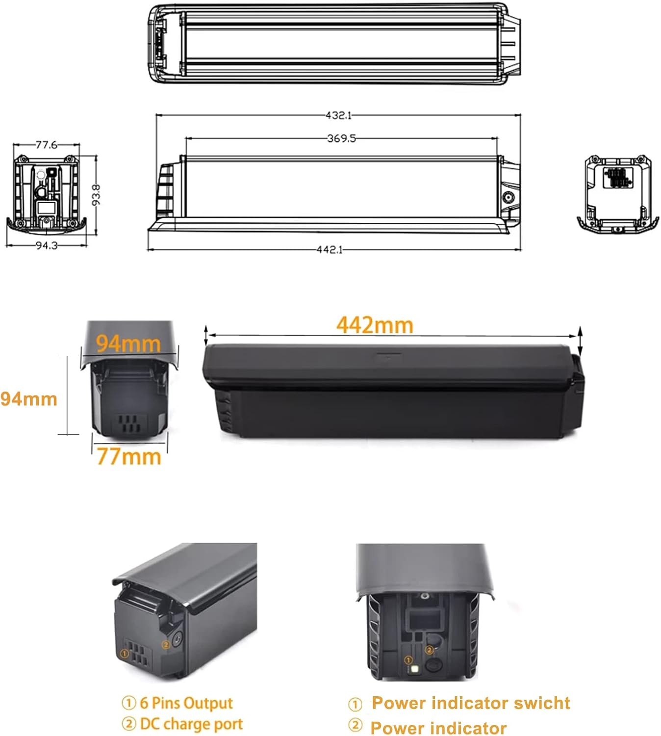 48V 17.5Ah 840Wh Ebike Lithium-Ion Reeplacement Battery Compatible with VELOWAVE Ghost Ranger Electric Bike Spare Update Batteries (Charger Included)