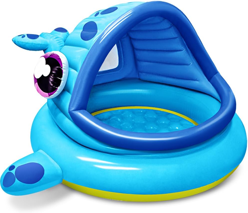 JOYIN Inflatable Shade Kiddie Pool,Whale Baby Pool Tent, Infant Swimming Pool for Kids （54″ x 56″ x 28″）,Blow Up Toddler Pool for Swim Party Toys Summer Water Beach Fun