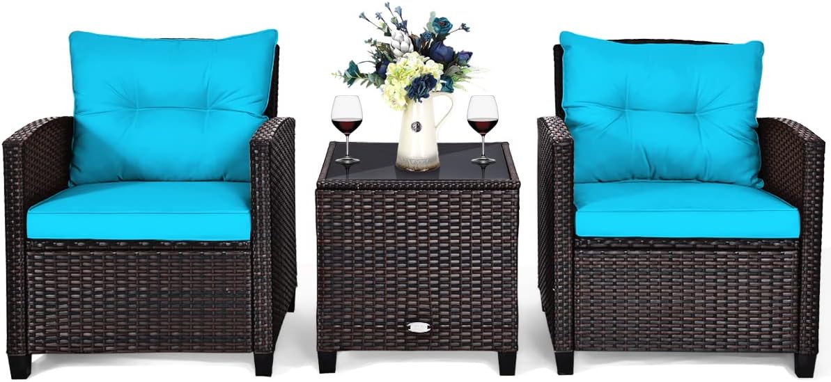 3 PCS Patio Furniture Set, OneSize, Turquoise