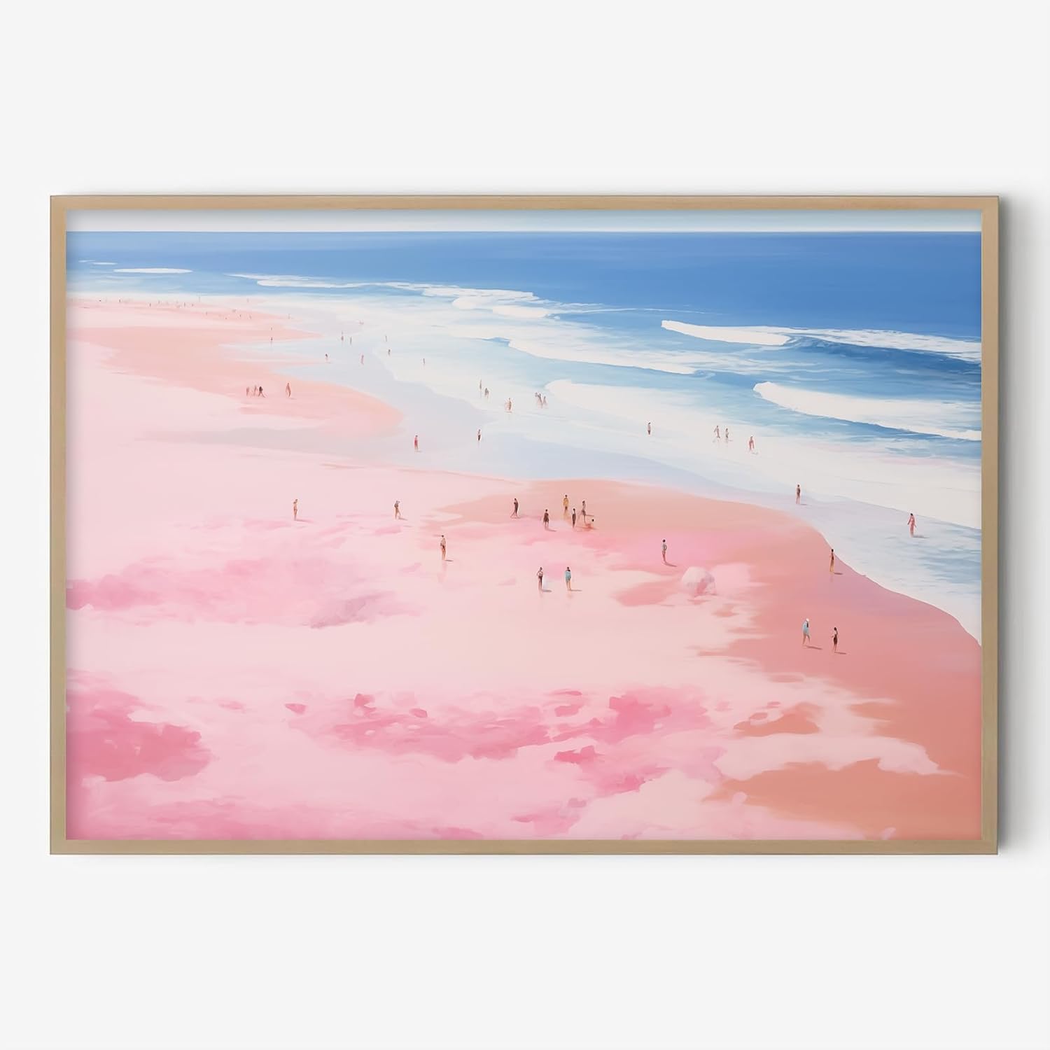 Pink Beach Pictures Pink Coastal Prints Seascape Abstract Canvas Wall Art Pink and Blue Artwork Pastel Beach Painting Abstract Coastal Pictures Wall Art Summer Beach Poster for Walls 16x24inch No Frame