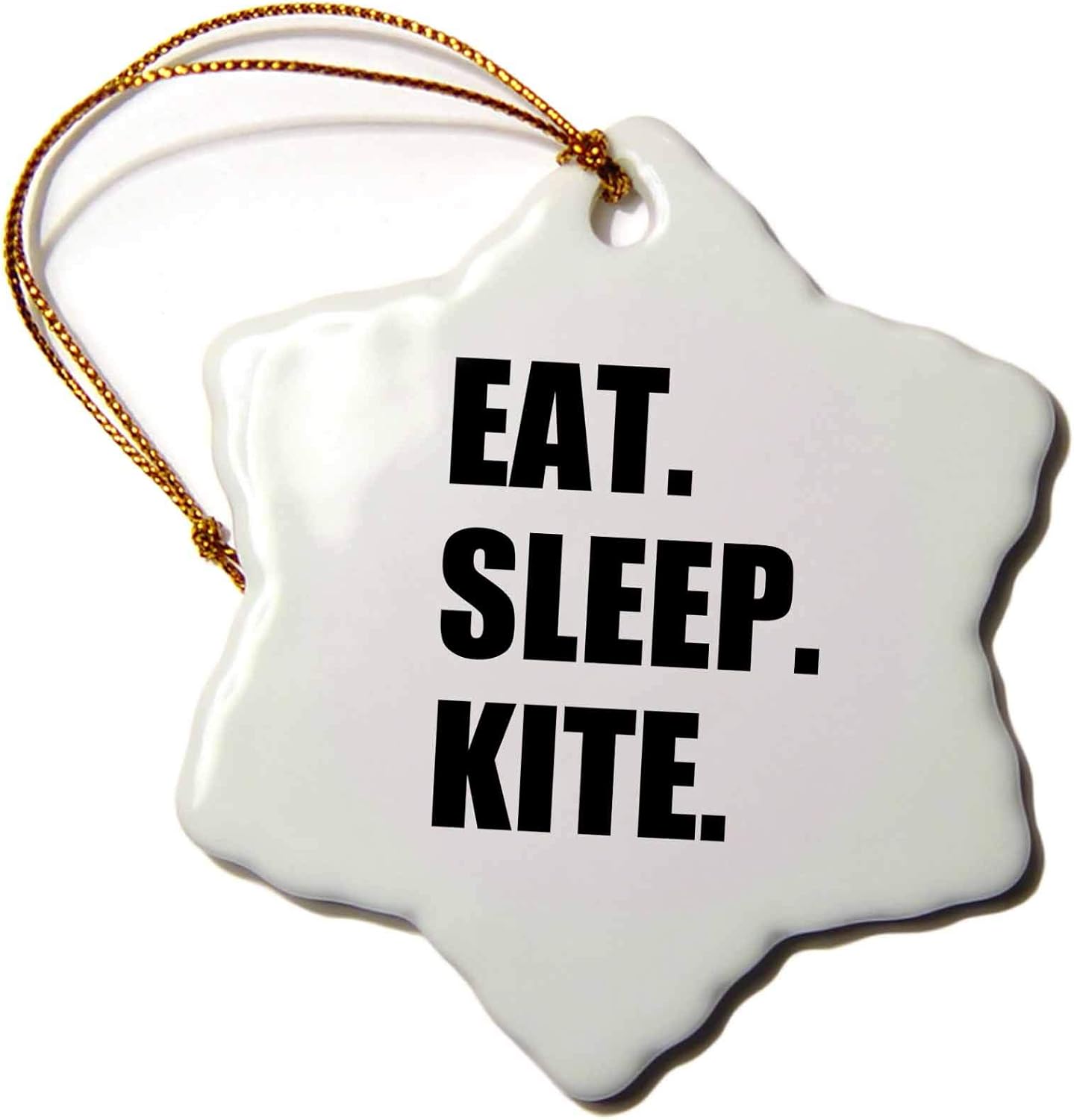 3dRose ORN_180416_1 Eat Sleep Kite Kitesurfing Kiteboarding Kitesurfer Kiteboarder Surf Snowflake Ornament, Porcelain, 3-Inch