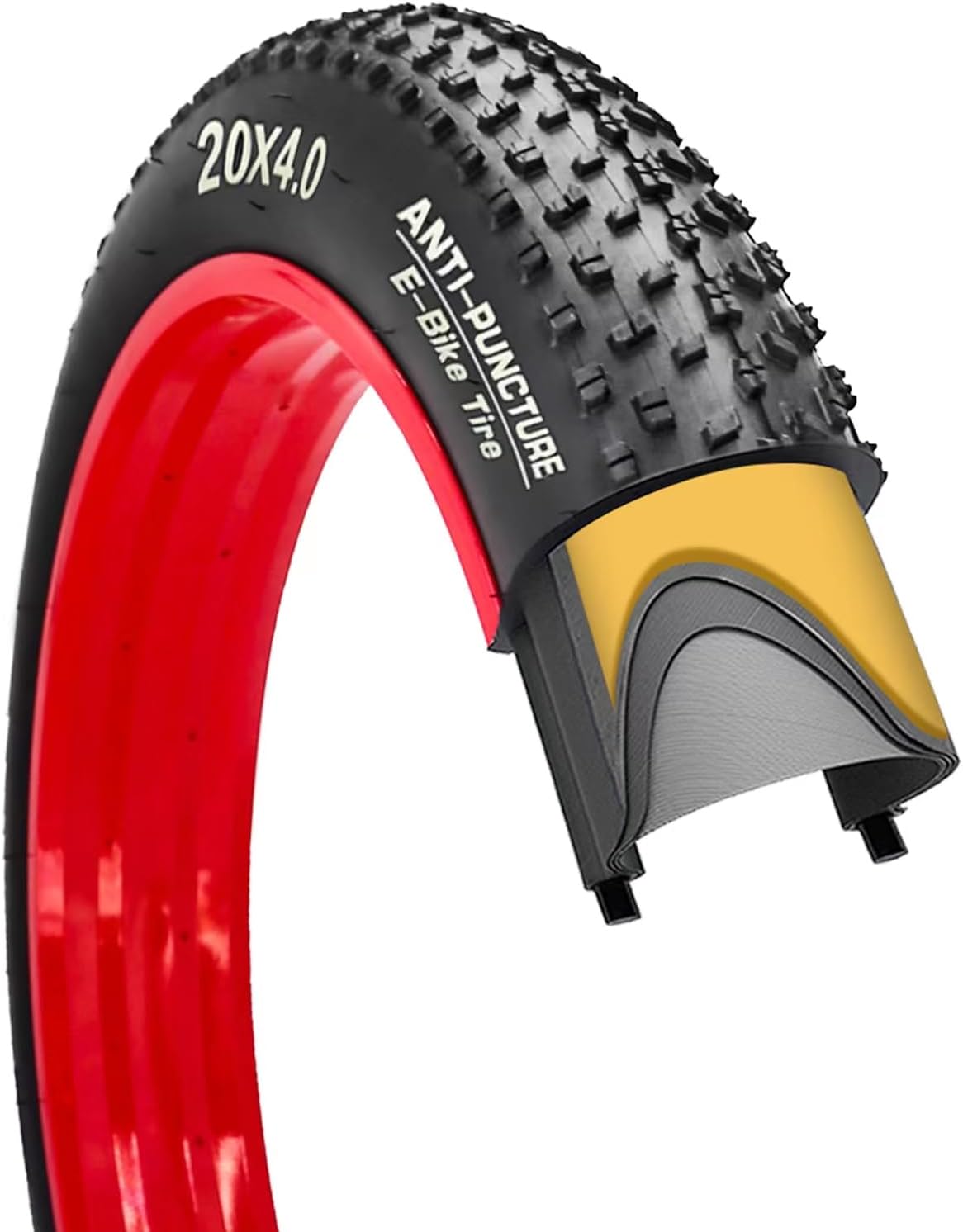 SIMEIQI 20″/26″X4.0″ E-Bike Fat Bike Tires with Anti-Puncture Protection Electric Bike Tricycle Tyres Foldable Replacement Tire for Mountain Snow All Terrian E-bike Urban City Street Road Bicycle