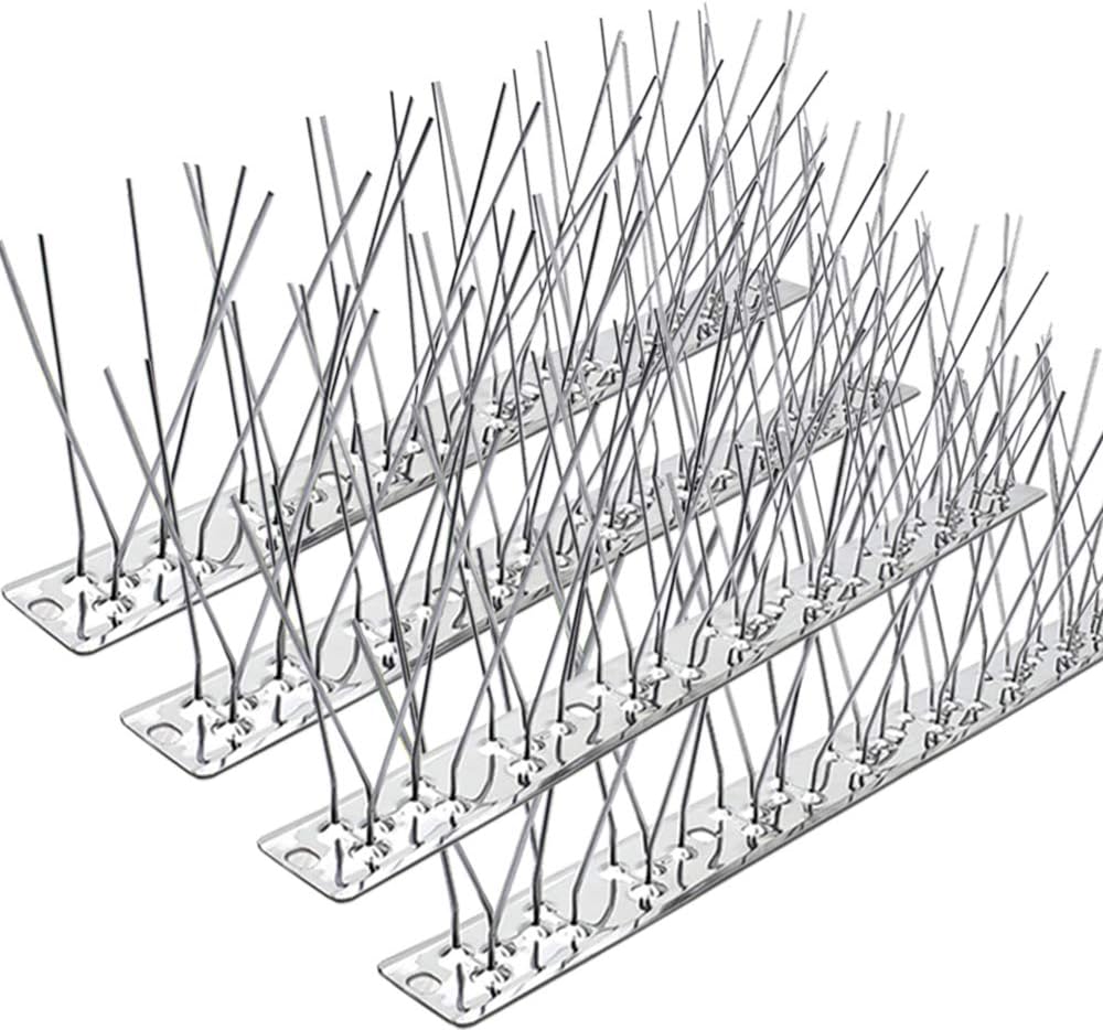 Bird Spikes for Pigeons Small Birds,Stainless Steel Bird Spikes -No More Bird Nests & Poop-Disassembled Spikes 5 Strips 4.1 Feet Coverage