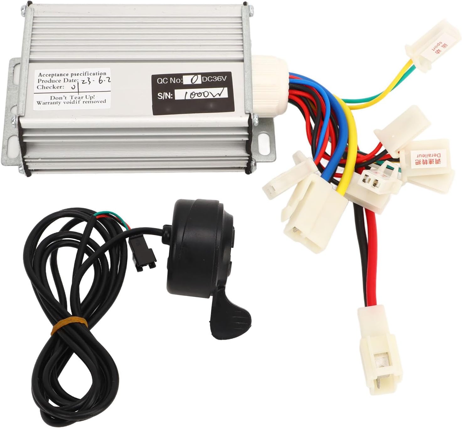 Electric Bicycle Controller Kit, 36V 1000W Brushless Controller with Sensitive Electric Thumb Throttle for Electric Bike Electric Tricycle