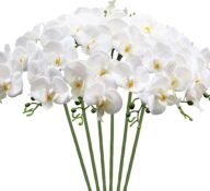 SHACOS Artificial Orchid Stems 6 Pack 20” Real Touch Orchid Flowers Faux Silk Phalaenopsis for DIY Crafts Butterfly Flower for Bouquet Arrangements Home Wedding Decoration, White, 7 Heads