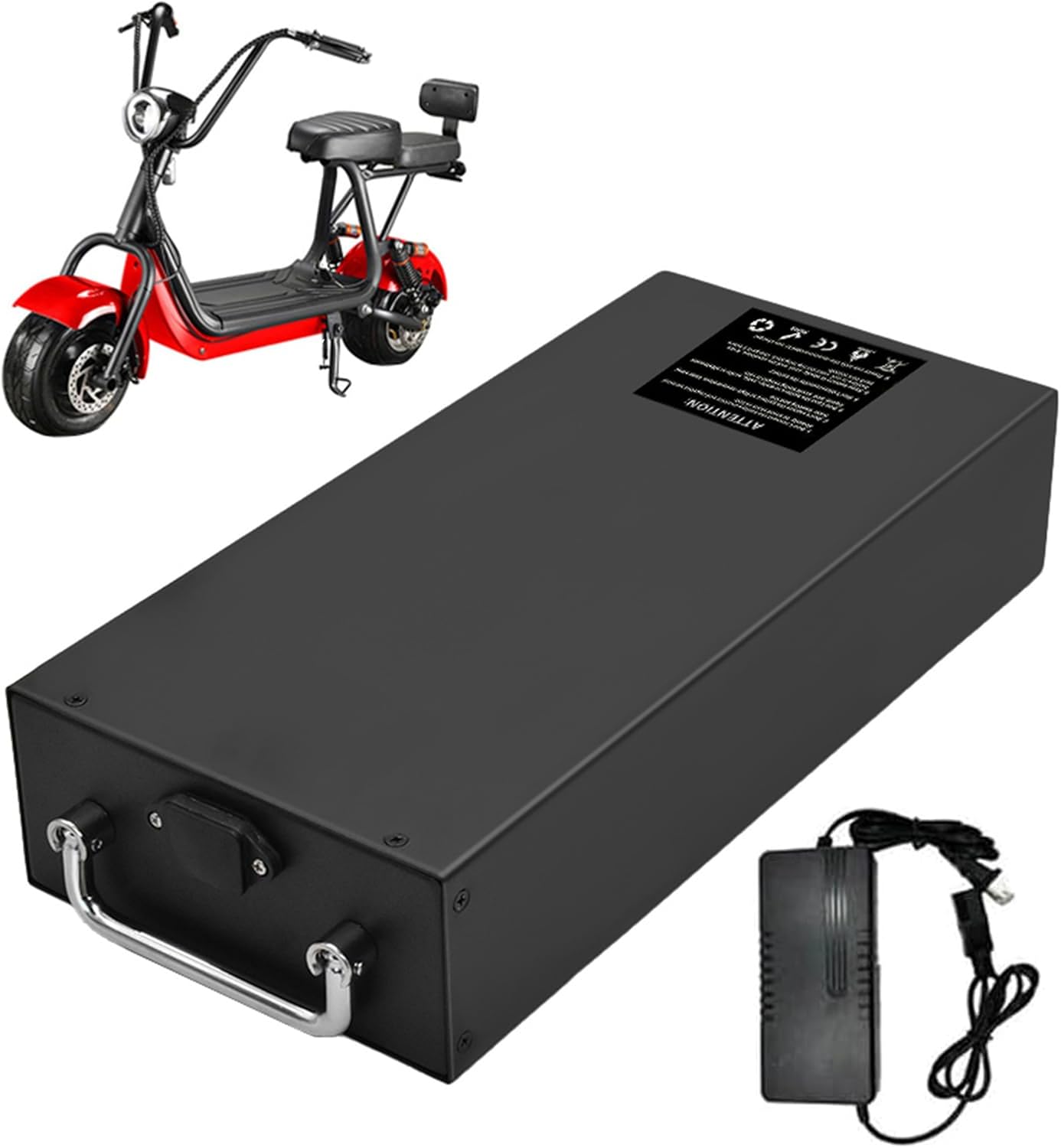 60V 15.6Ah 18.2Ah 20.8Ah 24Ah Lithium Battery 60V Rechargeable Lithium Battery for 250-1500W Two Wheel Electric Scooter Fat Tire Electric Motorcycle Motor(with Charger)