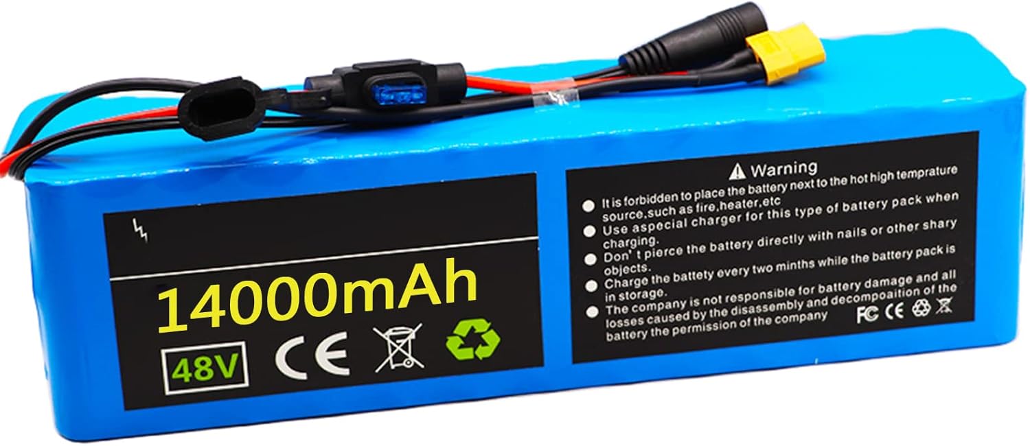 48V 12AH 14AH 20AH 25AH E-Bike Battery Rechargeable Lithium Battery Pack with BMS and Charger Fit for Ebike Tricycles Electric Tools Scooters Golf Carts Mopeds