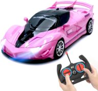 Remote Control Car, Pink RC Cars for Girls, Rechargeable RC Racing, Electric Power On Road High Speed Drift Model Vehicle Toy with Led Headlight, Birthday Gift for Kids Age 3+