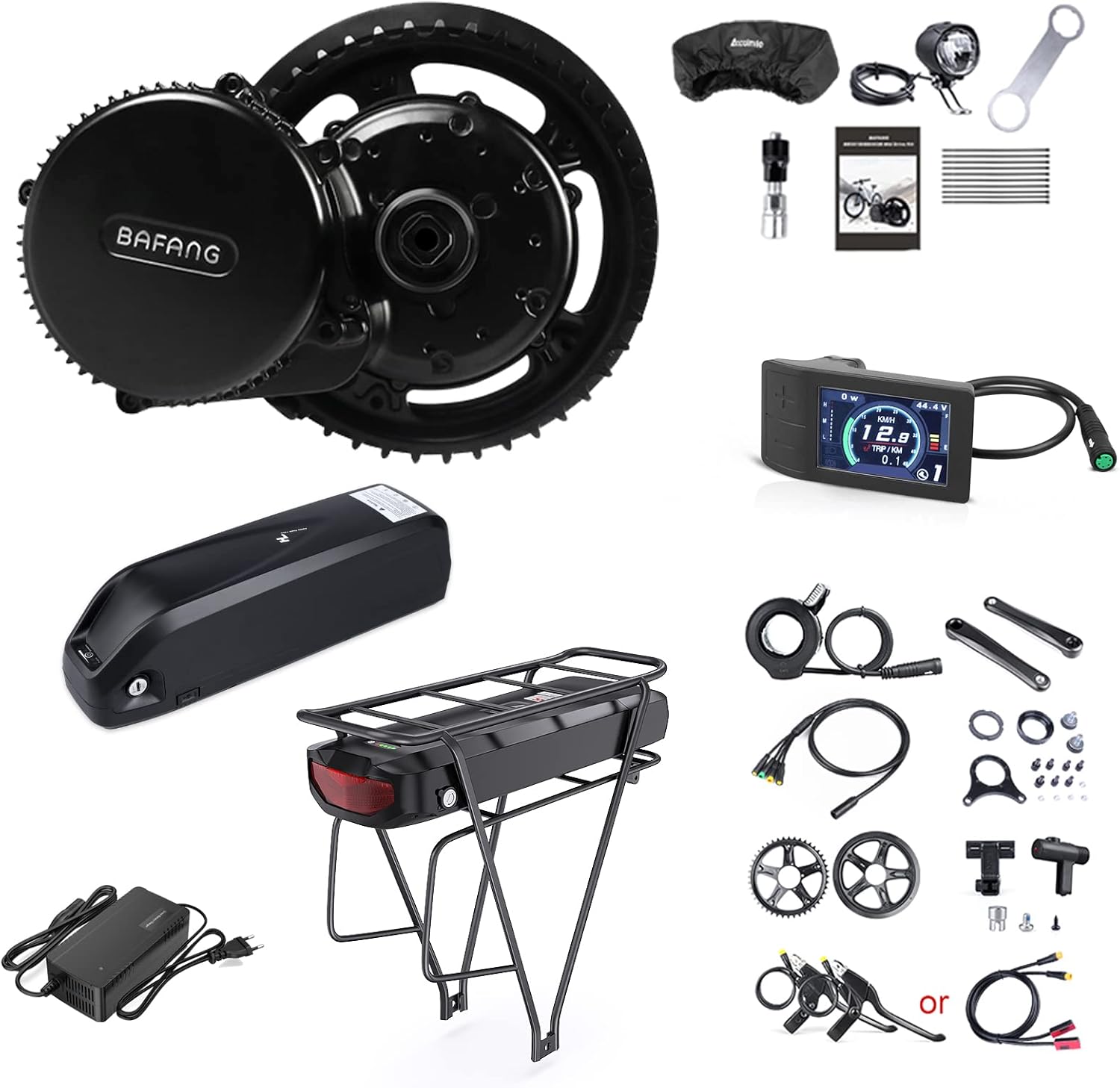 BAFANG BBS02B 48V 750W Ebike Conversion Kit : Mid Drive Electric Bike Motor with Display & Battery (Optional) for Mountain Bicycle Road Bicycles Commuter Bikes