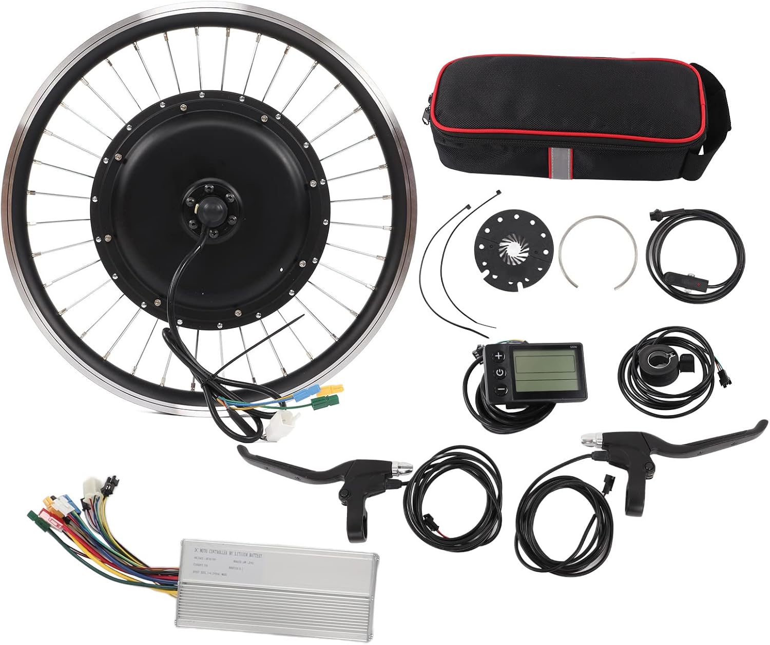 VBESTLIFE Front Wheel Electric Conversion Motor Kit, 20 Inch 48V 1500W Electric Bike Front Drive Motor Wheel Kit with 35A Controller LC?S866 Meter Shifter Assist Sensor