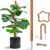 Moss Poles for Climbing Plants Monstera, 24 inch Bendable Plant Stakes Indoor, Handmade Coco Coir Plant Support, Garden Trellis Plant Stick Stakes for Potted Plants Like Vine, Orchid, Pothos