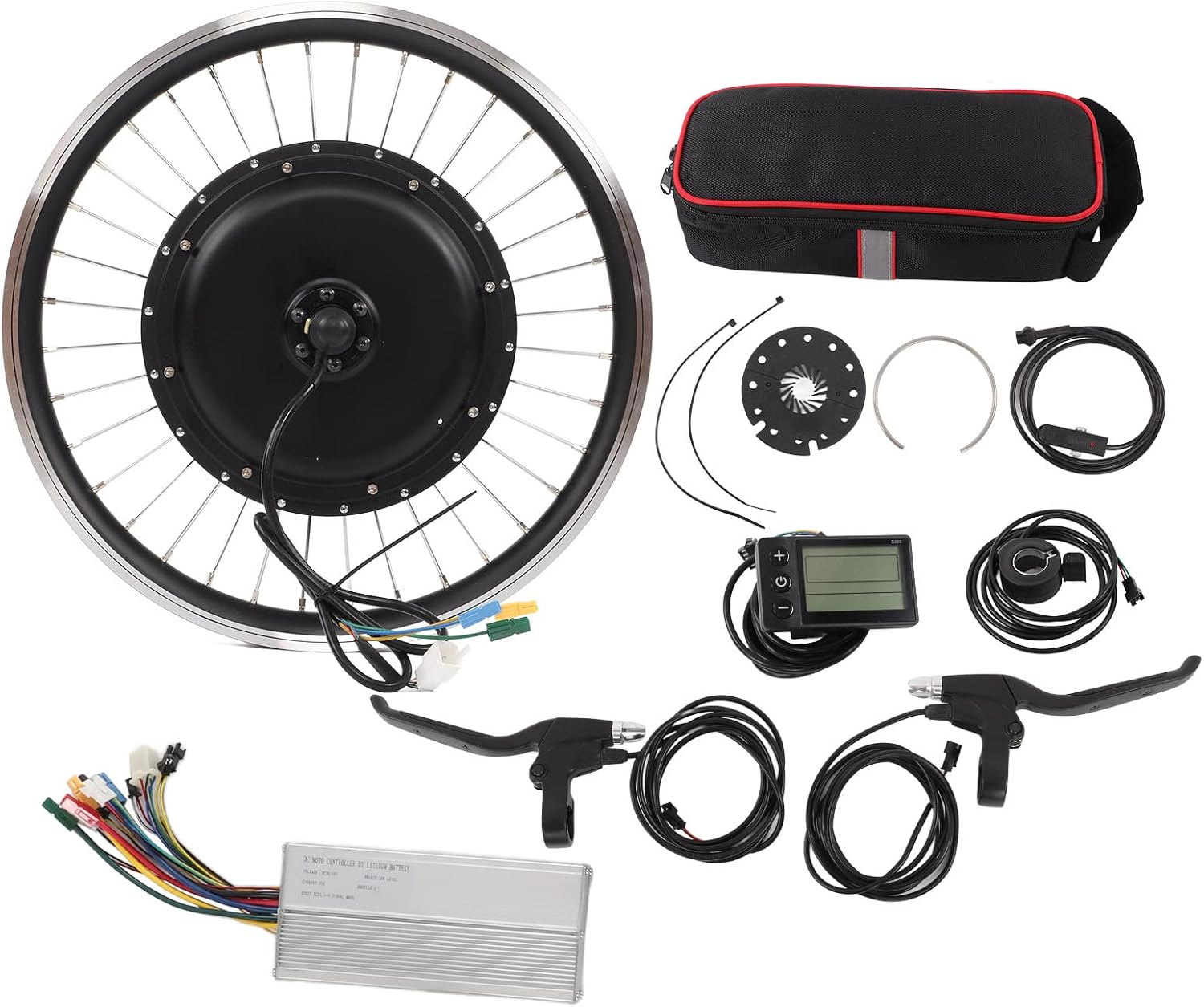 VBESTLIFE Rear Wheel E-Bike Conversion Kit, 20 Inch Electric 48V 1500W Rear Drive Motor Wheel Kit with 35A Controller LCD S866 Meter for Electric Bike Modification DIY