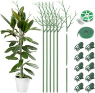 6 Pack Plant Support Stakes for indoor & outdoor Plants, 39.37Inch Plant sticks Monstera Trellis with Orchid Clips Twist Ties Plant Ties for Climbing Plant Potted Plant and Flowers